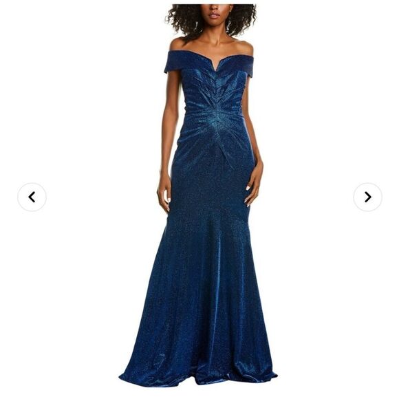 RENE RUIZ Off-The-Shoulder Mermaid Glitter Gown - Picture 10 of 11